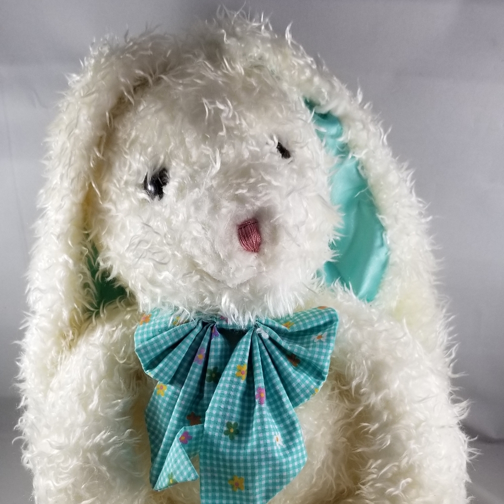 Commonwealth White Bunny Long Floppy Ears Plush Stuffed Animal Easter Bow 20"